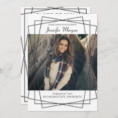 黒モダン枠写真卒業招待状 招待状 (正面/裏面)