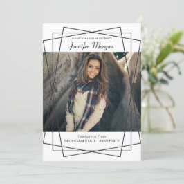 黒モダン枠写真卒業招待状 招待状