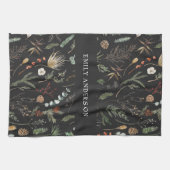 黒モダン植物エレガントコンテンポラリー キッチンタオル (横)