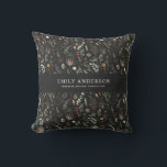 黒モダン植物エレガントコンテンポラリー クッション<br><div class="desc">黒モダン植物学エレガントコンテンポラリーパーソナライズされたフローラ黒ムーディスタイリッシュデザイン</div>