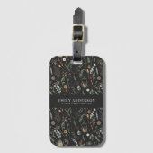 黒モダン植物エレガントコンテンポラリー ラゲッジタグ (正面縦)