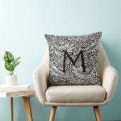 黒モダン植物単図 クッション (椅子)