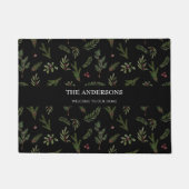 黒モダン植物学エレガントコンテンポラリー ドアマット (正面)