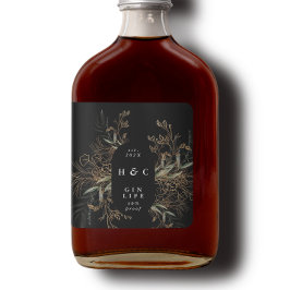 黒モダン植物学金ゴールドユーカリプトゥスジンアーチ スクエアシール