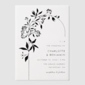 黒モダン植物門結婚門 ベラム紙招待状 (正面)