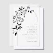 黒モダン植物門結婚門 ベラム紙招待状 (オフセット)
