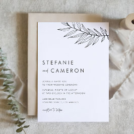 黒モダン極小結婚葉 招待状