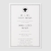 黒モダン様式化フォントシンプル卒業 ベラム紙招待状 (正面)