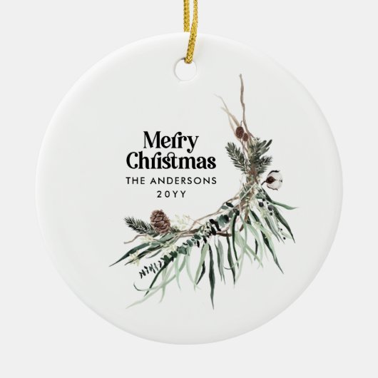 黒モダン水エレガント彩植物陶磁器 セラミックオーナメント (正面)