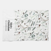 黒モダン水エレガント色の植物素朴 キッチンタオル (横)