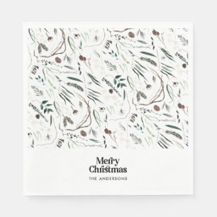 黒モダン水エレガント色の植物素朴 スタンダードランチョンナプキン