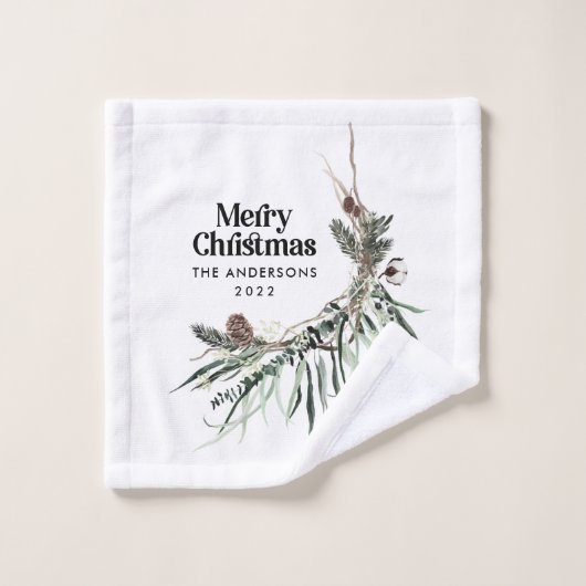 黒モダン水エレガント色の植物素朴A ウォッシュタオル (ウォッシュタオル)