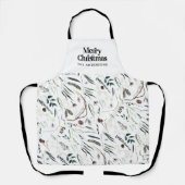 黒モダン水エレガント色の植物素朴A エプロン (正面)