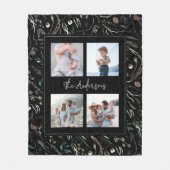 黒モダン水エレガント色植物写真4枚 フリースブランケット (正面)