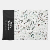 黒モダン水エレガント色植物素朴k キッチンタオル (横)