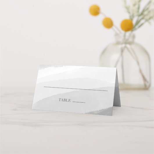 黒モダン水彩写真結婚の折り畳み プレイスカード (裏面)