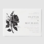 黒モダン水色バラミニマル結婚リスト ベラム紙招待状 (正面)