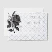 黒モダン水色バラミニマル結婚リスト ベラム紙招待状 (オフセット (招待状))