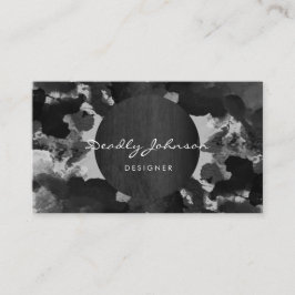 黒モダン水色抽象芸術エレガントクール 名刺