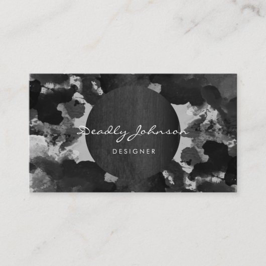 黒モダン水色抽象芸術エレガントクール 名刺 (正面)