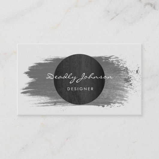 黒モダン水色抽象芸術エレガントクール 名刺 (正面)