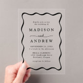 黒モダン波状のフレ結婚ーム アクリル招待状 (インサイチュ (ポータブル))