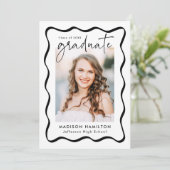 黒モダン波状フレーム2写真卒業 案内状 (スタンド正面)