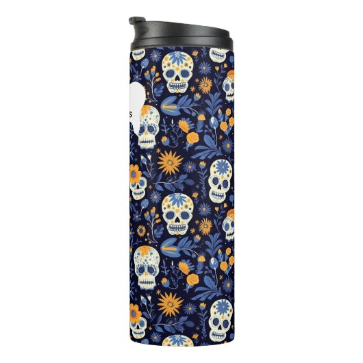 黒モダン海軍ハカスタマイズロウィーンギフトスカル タンブラー (回転右)