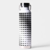 黒モダン溶け正方形ブロックパターン ウォーターボトル (正面)