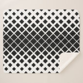 黒モダン溶け正方形ブロックパターン シェルパブランケット (正面(横))