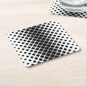黒モダン溶け正方形ブロックパターン スクエアペーパーコースター (アングル)