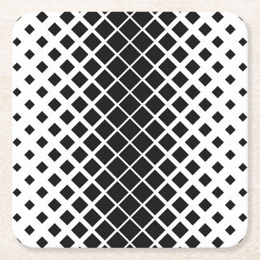 黒モダン溶け正方形ブロックパターン スクエアペーパーコースター (正面)