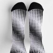 黒モダン溶け正方形ブロックパターン ソックス (上部)