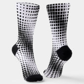 黒モダン溶け正方形ブロックパターン ソックス (傾斜あり)