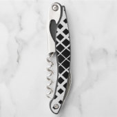 黒モダン溶け正方形ブロックパターン ソムリエナイフ (正面)