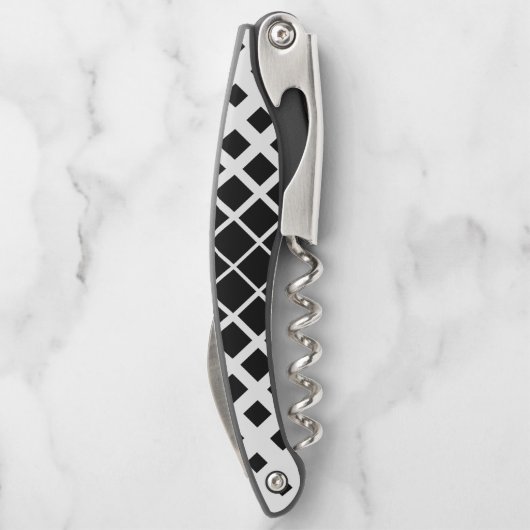 黒モダン溶け正方形ブロックパターン ソムリエナイフ (裏面)