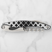 黒モダン溶け正方形ブロックパターン ソムリエナイフ (正面)