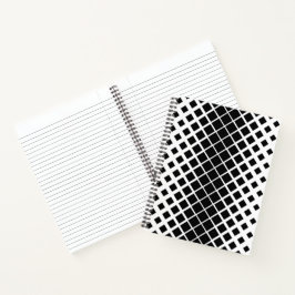 黒モダン溶け正方形ブロックパターン ノートブック