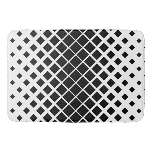 黒モダン溶け正方形ブロックパターン バスマット (正面)