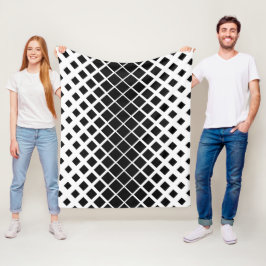 黒モダン溶け正方形ブロックパターン フリースブランケット