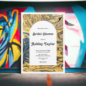 黒モダン溶融金ゴールド抽象芸術ブライダルシャワー 招待状