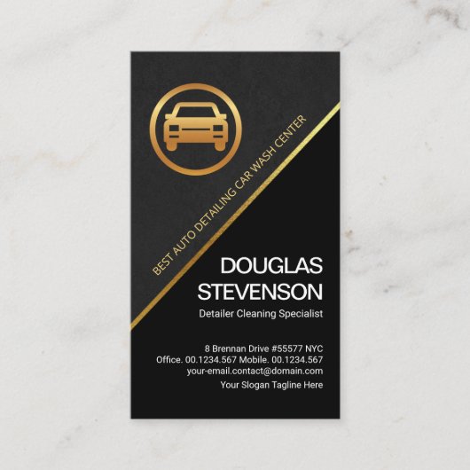 黒モダン灰色の三角形金ゴールドラインカーの詳細 名刺 (正面)