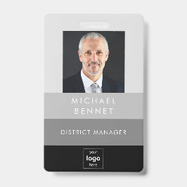 黒モダン灰色の写企業の真ID バッジ