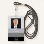 黒モダン灰色の写企業の真ID バッジ (正面ランヤード)