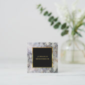 黒モダン灰色の大理石と金ゴールドプロフェッショナル スクエア名刺 (スタンド正面)