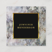 黒モダン灰色の大理石と金ゴールドプロフェッショナル スクエア名刺 (正面)