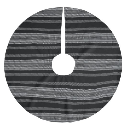 黒モダン灰色の白いグラフィックストライプのパターン ブラッシュドポリエステルツリースカート (正面)