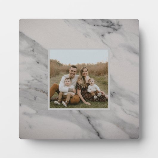 黒モダン灰色の白い大理石のパターン フォトプラーク (正面)