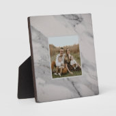 黒モダン灰色の白い大理石のパターン フォトプラーク (正面)