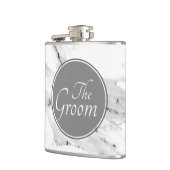 黒モダン灰色の白い大理石のパターン フラスク (左)